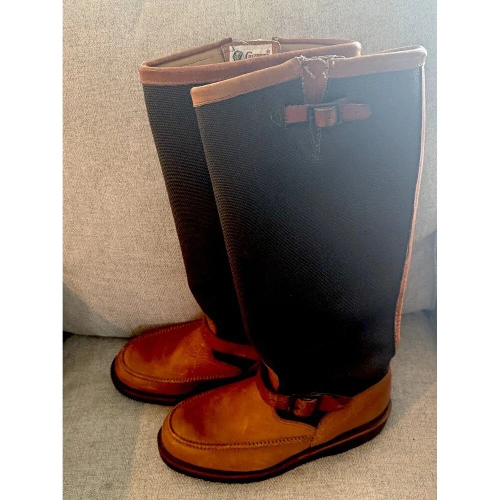 Chippewa 17” Canvas Leather Snake Hunting Boots Vibram Sole 8.5EE  23914
